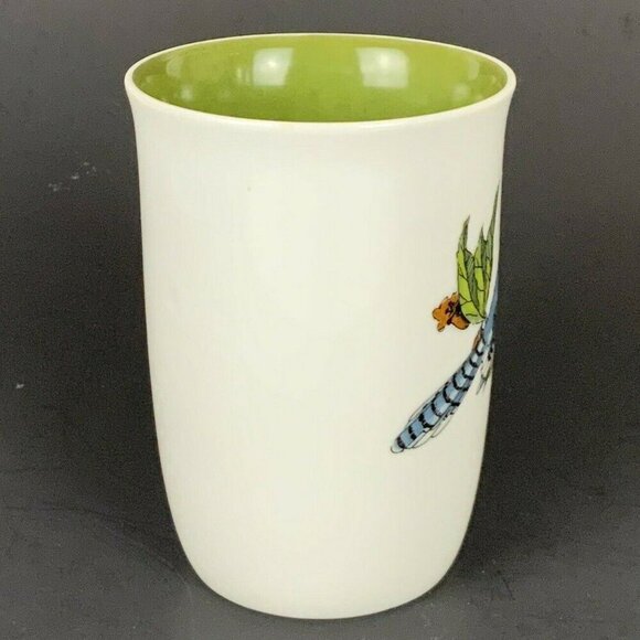 Fitz & Floyd Neiman Marcus Blue Jay Bird Coffee Mug 8oz Green Interior Porcelain - Picture 2 of 6